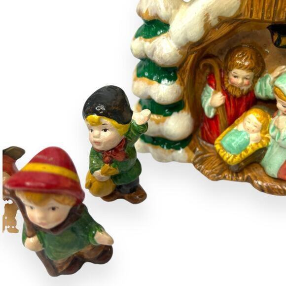 Vintage ENESCO Ceramic Nativity Scene‎ Collectible Mary Joseph Manger 8 Pieces - Picture 5 of 11
